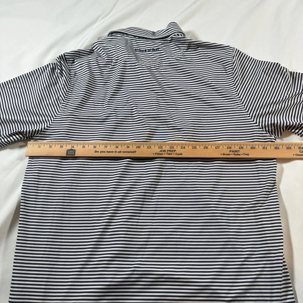 U Suck At Golf Apparel Co Mens Large Striped Performance Polo Shirt Navy White - Picture 5 of 7
